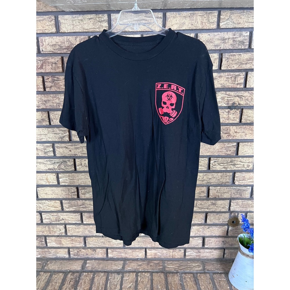 Z.E.R.I. Black Graphic T-Shirt Skull‎ Biohazard Military Style Mens